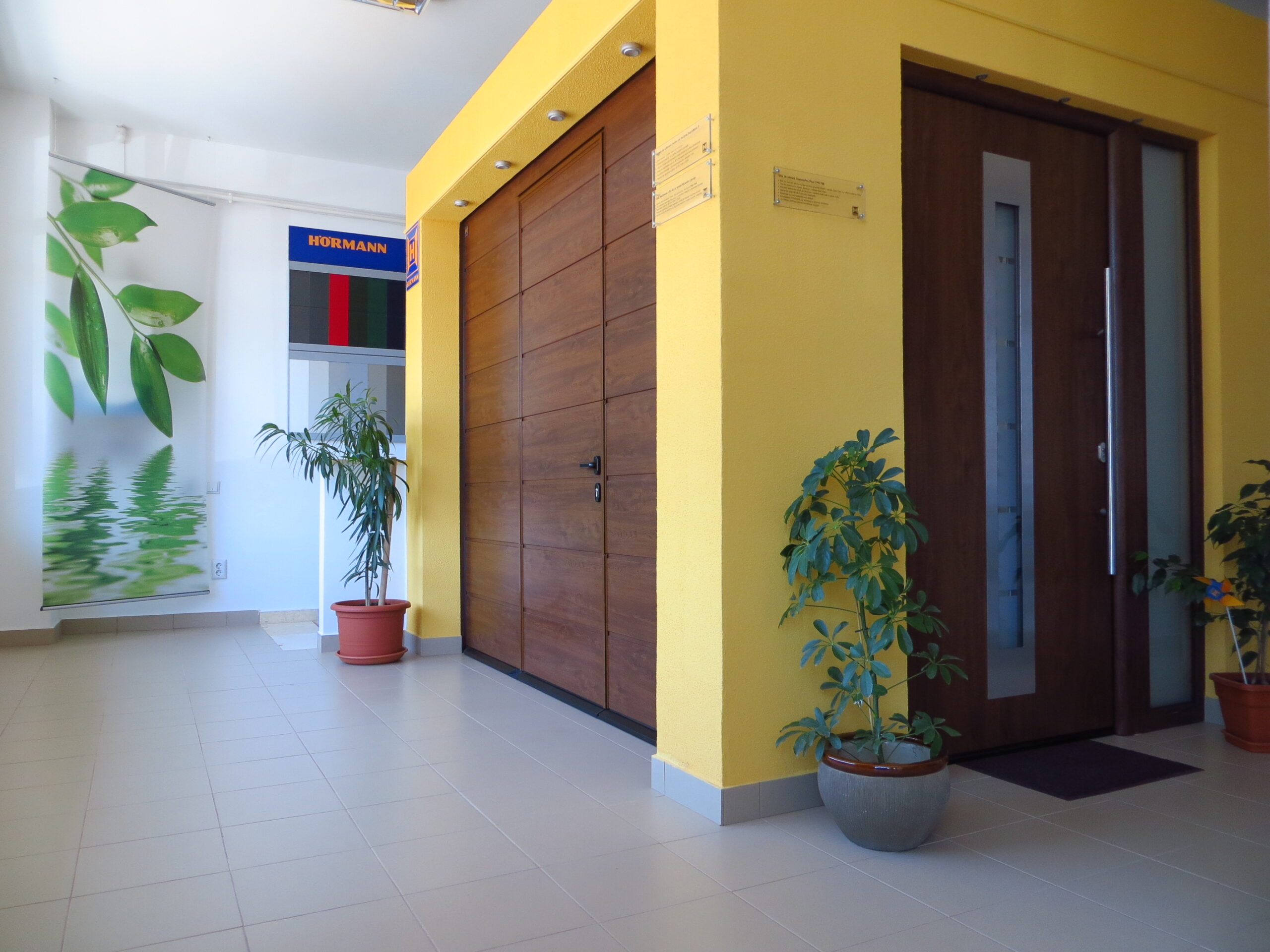Ușă de intrare expusă în showroom