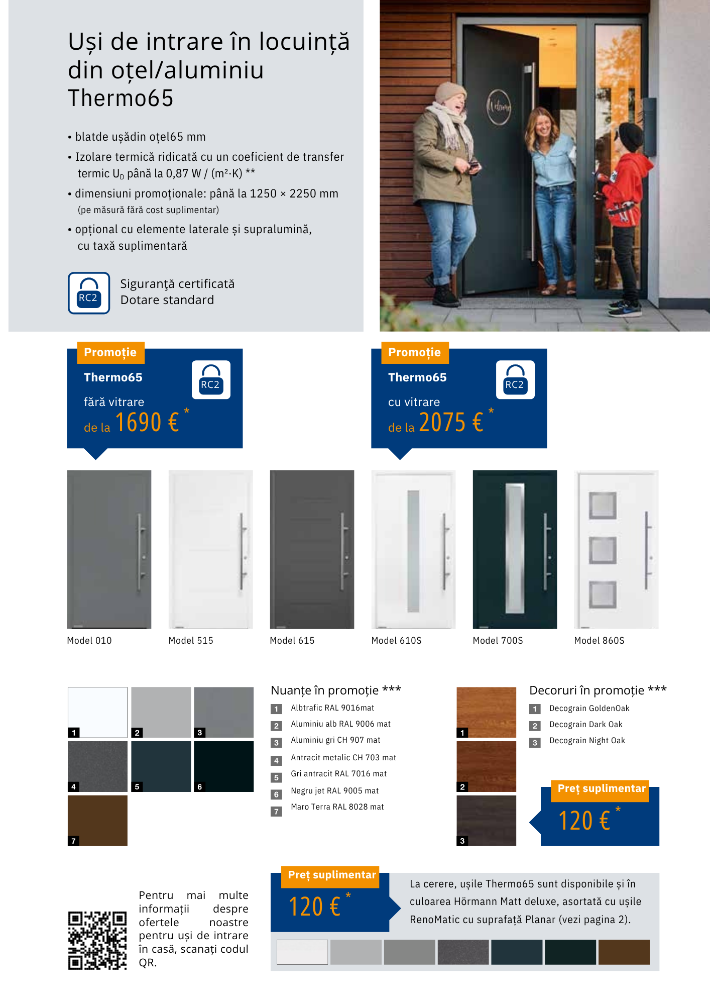 Ușă de intrare Thermo65 fără vitrare